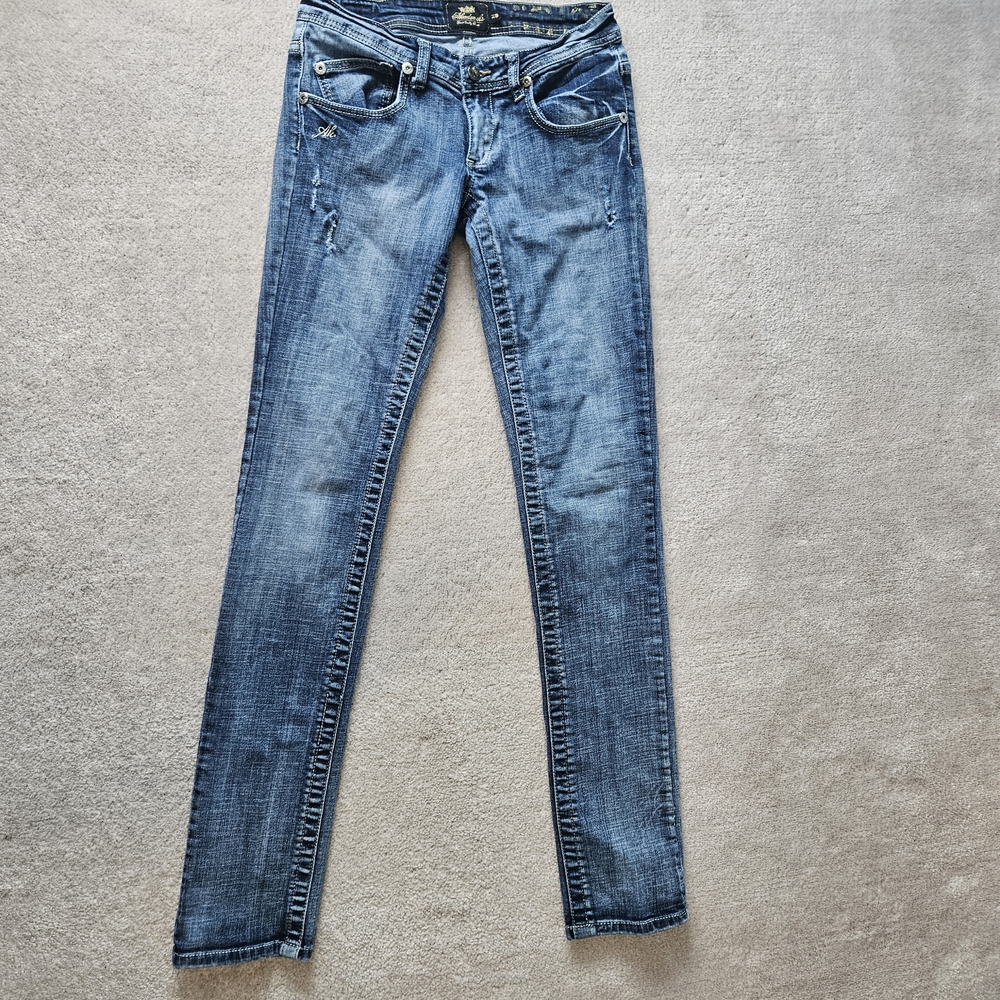 Akademiks Blue Skinny Jeans with Distressed Look